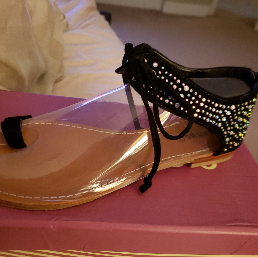 Velvet rhinestone sandal